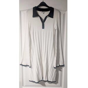 NEW Moon River | Rib Knit Contrast Polo Dress White/Black